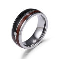 Moda Anillo de tungsteno de 8 mm Piel de madera de madera con hueso de pez tungsten anillos de oro